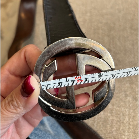 ✨GUCCI Interlocking G’s Black Leather Belt with Solver GG Hardware 90/36 UNISEX - Picture 7 of 16